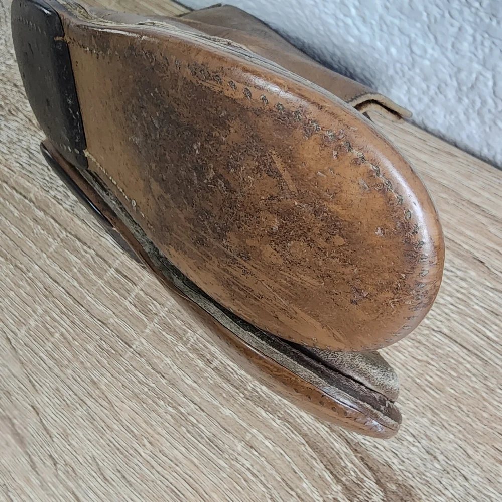 VINTAGE 50s Brown Leather Cowboy Toddler Western Boots